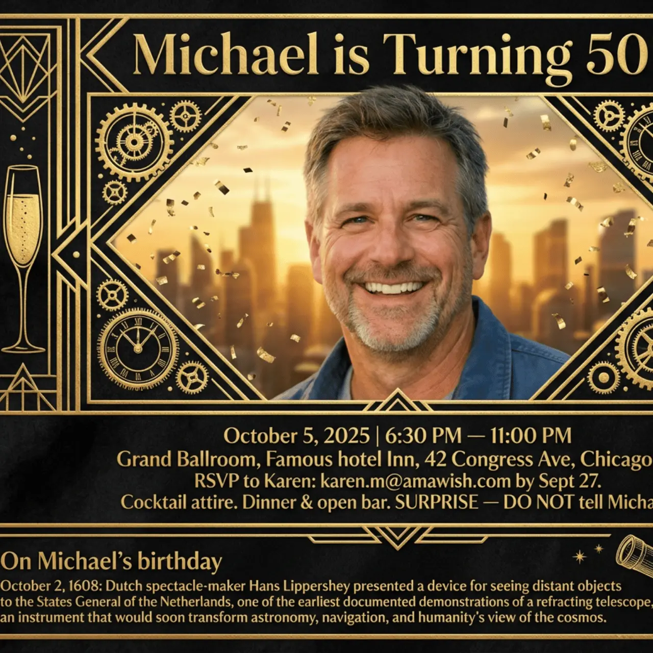 Second custom birthday invitation example with polished theme styling and clear editable details