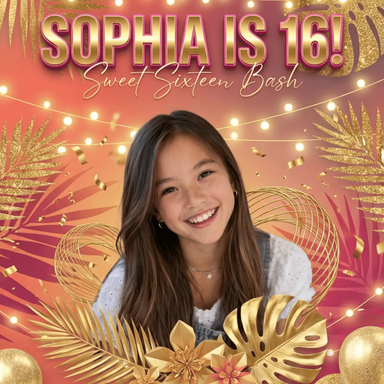 Sweet 16 invitation example with polished party styling and readable celebration details